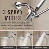 G-Promise All Metal 10" Dual Square Shower Head Combo | Rain Shower Head | Handheld Shower Wand | Adjustable | Smooth 3-Way Diverter | 71" Extra Long Hose - A Bathroom Upgrade (Chrome)