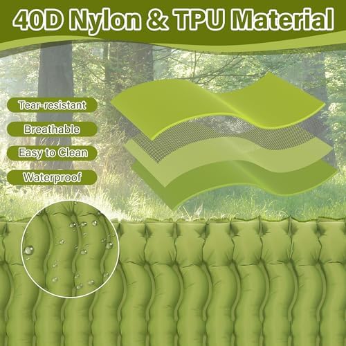 Sleeping Pad for Camping 2 Person, Backpacking Self Inflating Sleeping Pad Double 2 People Ultra Lightweight, Air Inflatable Foldable Camp Hiking Sleep Mat for Outdoor Tent 4 inch Thick, 78 x 55 inch