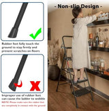 BONTEC 4-Step Ladder, 400lbs Max Load, Folding Step Stool with Tool Tray, Anti-Slip Pedals, Sturdy Steel, Lightweight Portable Ladder with Handrail for Home & Work Use, Black