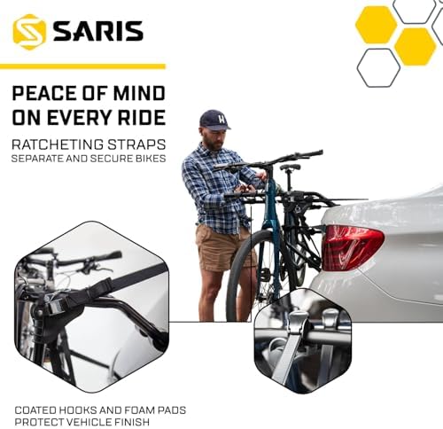 Saris Guardian Trunk Bike Rack – No-Hitch Bicycle Carrier for Car, Sedan, Hatchback, SUV, Van, – Foldable Steel Mount – Easy Installation, American-Made, Fits Up to 3 Bikes (35 lbs Each)