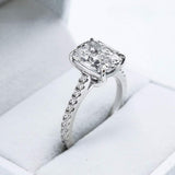 Bo.Dream Cushion Cut Cubic Zirconia CZ Engagement Rings for Women Platinum Plated Sterling Silver (6)