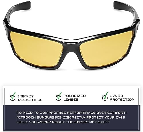 Nitrogen Polarized Wrap Around Sport Sunglasses for Men Women UV400 Protection Sun Glasses