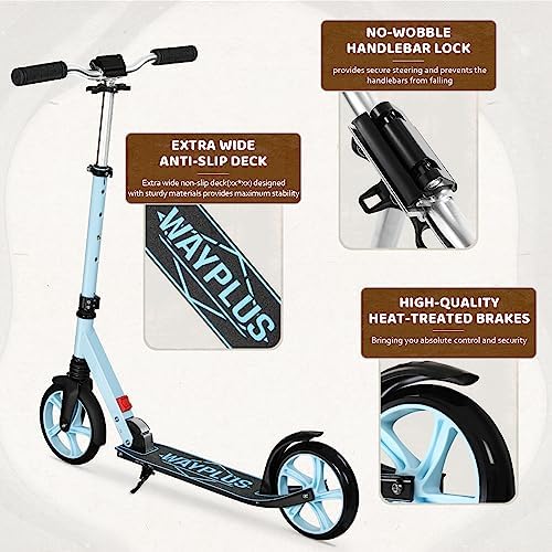 Kick Scooter for Ages 6+,Kid, Teens & Adults. Max Load 240 LBS. Foldable, Lightweight, 8IN Big Wheels for Kids, Teen and Adults, 4 Adjustable Levels. Bearing ABEC9