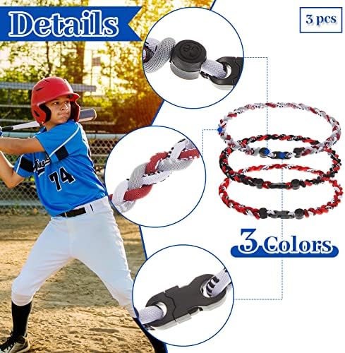 Junkin Baseball Necklaces Three Braided Rope Titanium Necklace for Team Gifts Boys Men Player Softball Fans Sports