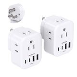 2 Pack US to India Plug Adapter, HANYCONY Type D Travel Plug Adapter with 4 Outlets 4 USB Charger (2 USB C Ports), India Power Adapter for USA to India, Bangladesh Maldives Pakistan Nepal Sudan