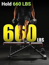 Yoleo Adjustable Weight Bench for Full Body Workout; Foldable Bench Press Bench of Home Gym Strength Training; Incline Decline Flat Utility Workout Bench with Quick Folding& Fast Adjustment (Black)