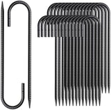 Rebar Stakes 12 Inch J Hook Ground Stakes Heavy Duty 30 Pack Chain Link Fence Stakes Galvanized Anchors Metal Tent Stakes for Wire Fencing Concrete Forming Trampolines Camping Canopies Shed Swing