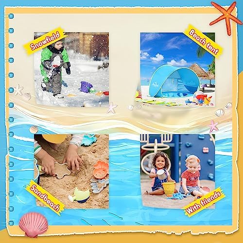 Monobeach Baby Beach Tent with Sand Toys Pop Up Portable Shade Pool UPF50+ UV Protection Sun Shelter for Infant with Easy Set Up Canopy (Blue with Sand Toys)