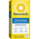 2 Pack Renew Life Norwegian Gold Critical Omega, Omega-3 Fish Oil, 60 Burp-Free Softgels (Pack May Vary)