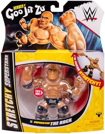 Heroes of Goo Jit Zu WWE Stretchy Superstar The Rock, Stretchy, Stretch These Amazing Goo Filled Fighters with Unique Superstar Gel Filling, They Stretch Up to 3 Times Their Size - Sensory Toys