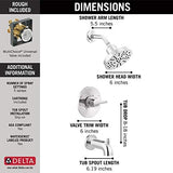 Delta Faucet Nicoli 14 Series Single-Handle Tub and Shower Trim Kit, Shower Faucet with 5-Spray H2Okinetic Shower Head, Chrome 144749 (Shower Valve Included)