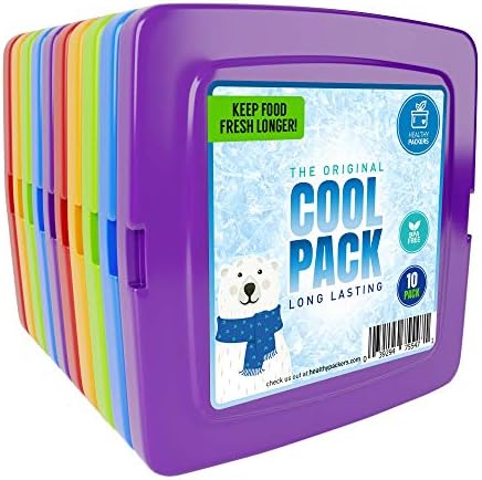 Ice Packs for Lunch Bags - Freezer Packs - Original Cool Pack | Slim & Long-Lasting Reusable Ice Pack for Lunch Box and Cooler Bag (Set of 10)