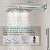 Brushed Nickel Shower System, Shower Faucet Set with 10-Inch Rain Showerhead and Handheld Spray, Wall Mounted High-Pressure Showerhead Combo Set Included Valve and Trim, Brushed Nickel