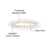 Savlano 8MM Cultured Freshwater Baroque Pearl Stretch Bracelet 7 Inches. Available In a Range of Beautiful Colors, For Women Comes with Gift Box