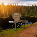 TIMBER RIDGE Folding Camping Chair with Cooler Bag, Director Chair Foldable with Side Table for Adults, Camp Chairs for Outdoor, Lawn, Sports, Fishing, Heavy Duty Supports 300lbs, Earth Brown