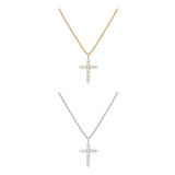 PAVOI CZ Cross Pendant Necklace for Women, 14K Gold Plated, Two Tone Gold