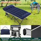 Portable Camping Cot, 32" Extra Wide Camping Cots for Adults with Thick Mattress, Heavy Duty Sleeping Cot Holds Up to 600LBS, Cots for Sleeping, Rv, Beach, Patio, Office Naps(Blue)
