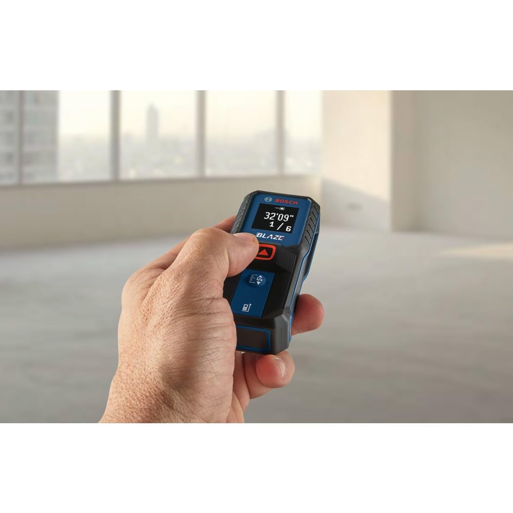 BOSCH GLM100-23 100 Ft Blaze Laser Distance Measure, Includes 2 AA Batteries, Distance Measuring Laser