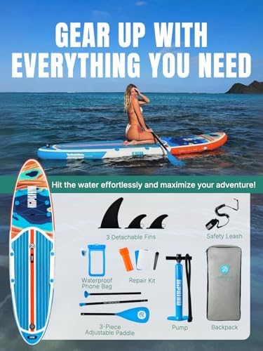 Niphean Inflatable Stand Up Paddle Board with SUP Accessories, Anti-Slip EVA Deck, 10’6’’ Inflatable Paddle Boards for Adults & Youth of All Skill Levels