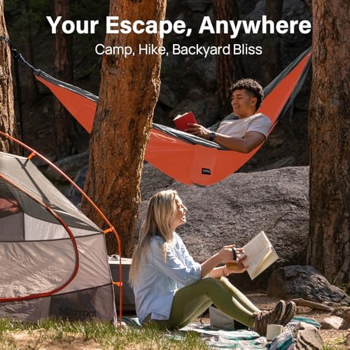 Kootek Camping Hammock 500 lbs Capacity, Portable Hammocks with Tree Straps & Attached Carry Bag, Camping Essentials Gear, Perfect for Outside Indoor Hiking Beach Backpack Travel
