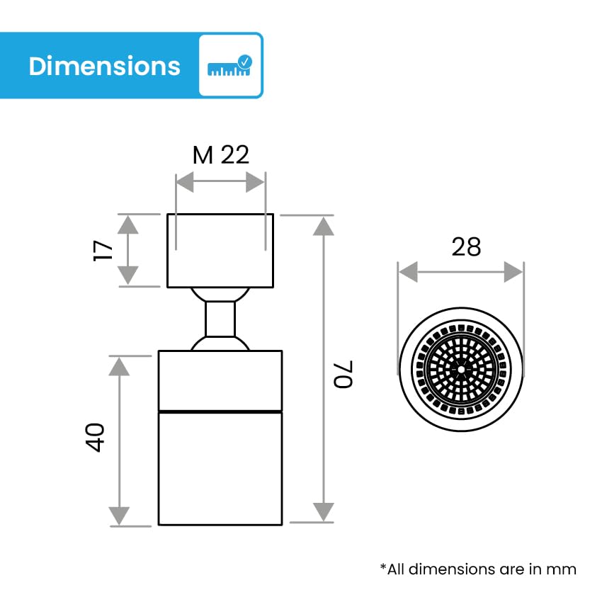 Bächlein Universal Faucet Attachment in Chrome with Two Jet Types - Swivel Aerator for Kitchen Faucets