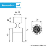 Bächlein Universal Faucet Attachment in Chrome with Two Jet Types - Swivel Aerator for Kitchen Faucets