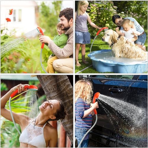 KEDSUM Portable Shower, Portable Camp Shower Pump with Rechargeable Battery, Portable Shower for Camping, Portable Outdoor Shower Head for Camping, Hiking, Traveling(+ Handheld Sprayer)