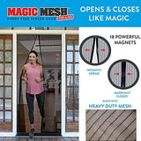 Magic Mesh Deluxe, Black | Magnetic Screen Door, Heavy Duty, Magnetic Closure, Door Net, Patio Screen, Sliding Door Screen, Bug Screen for Doorways, Kid & Pet Friendly | Size 39" x 83" (Pack of 2)