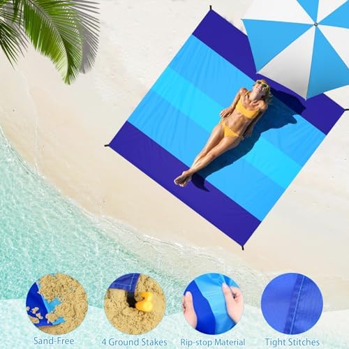 BYDOLL Beach Blanket 78''X81'' 4-7 Adults Oversized Lightweight Waterproof Sandproof Blanket for Beach Large Picnic Mat Travel Camping