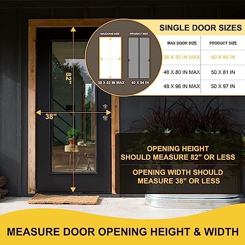 Magnetic Screen Door - Fit for Door Size:38x82 Inch, Screen Itself Size:40" x 84", Hands Free Mesh Partition,Heavy Duty Screen Door Mesh Curtain Keeps Bugs Out, Frame Hook & Loop, Pet and Kid Friendly