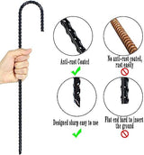 16 Inch Ground Rebar Stakes, J Hook Extra Heavy Duty Rust Proof Coated Steel Ground Anchors with Chisel Point End for Camping Tent and Canopy Tent (8)