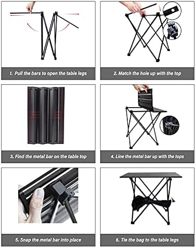 Camping Table Folding Portable Camp Side Table Aluminum Lightweight Carry Bag Beach Outdoor Hiking Picnics BBQ Cooking Dining Kitchen