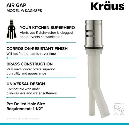 KRAUS Dishwasher Air Gap in Spot Free All-Brite™ Stainless Steel, KAG-1SFS