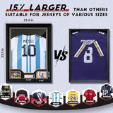 JupDec Jersey Frame Display Case, Large Clear Acrylic Shadow Box with UV Protection for Baseball Basketball Football Soccer Hockey shirts, Wall Mount Wooden Showcase, Idea Gift for Sports fans, 1 pack
