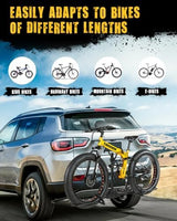 2 Bike Racks for Tow Hitch 180 lbs Capacity for Bikes, Electric eBikes, Fat Tire, Road Bikes and MTB, Tilting Folding E-Bike Rack for Car SUV Pickup Truck RV Camper - 2 inch Receiver