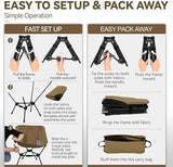 MARCHWAY Lightweight Folding Camping Chair with Spring Lock, Stable Compact Portable for Outdoor Camp, Travel, Beach, Picnic, Festival, Hiking, Backpacking (Lowback Khaki)