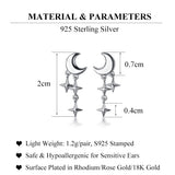 SLUYNZ 925 Sterling Silver Tiny Moon Star Earrings Studs for Women Teen Girls Small Moon Studs Earrings Star Drop (A-Silver)