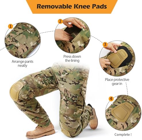 Men's Combat Pants with Knee Pads Tactical Outdoor Military Camouflage Paintball