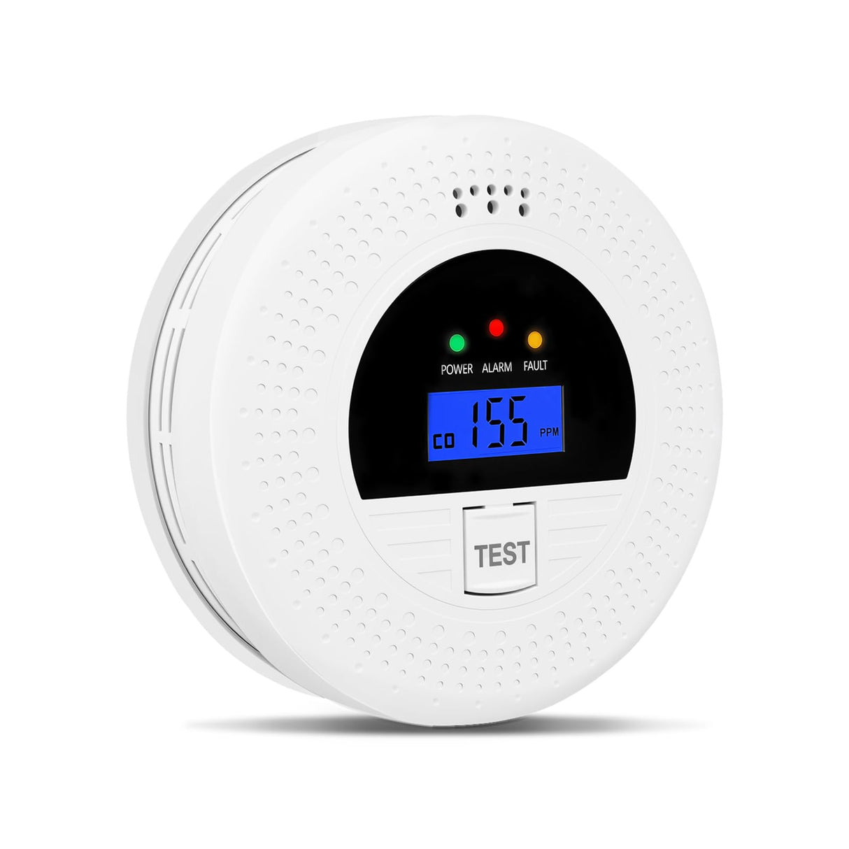 2-in-1 Combination Smoke and Carbon Monoxide Detector, Battery Powered Detector with Test Button, Digital Display, 85dB Warning Sound, Easy Installation