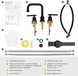 WOWOW Two Handles Widespread 8 inch Bathroom Faucet Black 3 Pieces Basin Faucets 360 Degree Swivel Spout Lavatory Sink Faucet