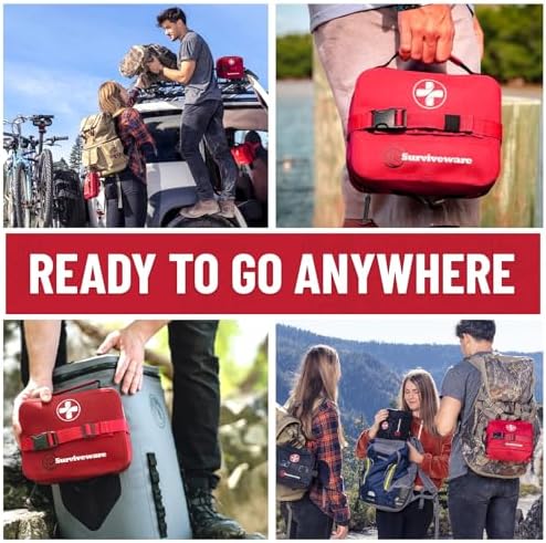 Surviveware Waterproof Premium Survival First Aid Kit - Survival Emergency Preparedness for Travel Camping Gear, Survival Kit and Outdoor Emergencies - HSA & FSA Eligible Survival Kit