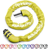 Sportneer Bike Lock: 5 Digit Combination High Security Anti Theft Bike Chain Lock - 3.2/3.6/4ft Heavy Duty Keyless Bicycle Lock for Bike, Motorcycle, Scooter, Door & Gate - 4/6mm Thick, Easy to Use