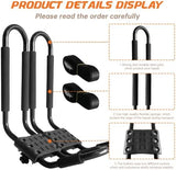 Kayak Roof Rack, 1 Pair J-Bar Roof Rack with 2 Ropes. Heavy Duty Kayak Roof Carrier for Your Canoe SUV and Trucks