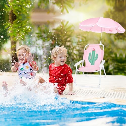 PLULON Kids Beach Chair with Umbrella - Folding Lawn & Camping Chair with Summer Shade for Beach, Pool, Travel & Outdoor (for 1-5 Years Old)