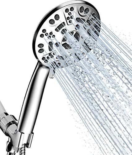 Cobbe High Pressure 8 Functions Shower Head with handheld - Powerful Detachable Shower Head Set for Low Water Pressure - Tool-less 1-Min Installation, Extra Long 60" Stainless Steel Hose (Chrome)
