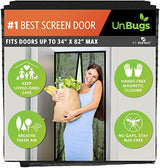 UnBugs Magnetic Screen Door - Fits Doors up to 34 x 82 Inches Max (Item Size 36 x 83) - Pet & Kid Friendly Self-Closing - Hands Free Magnet Closure - Bugs Out & Breeze In