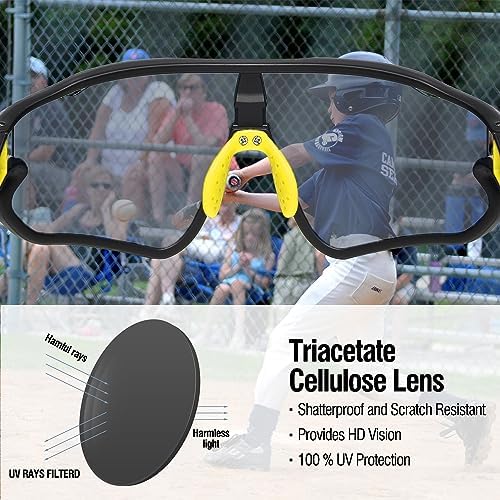 DUCO Kids Sunglasses Youth Baseball Sun Glasses Lightweight TR90 Frame UV400 Sports Cycling Shades for Boys Girls DK268