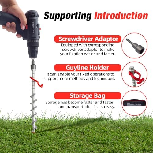 Ground Anchors Aluminum Tent Stakes Heavy Duty Tent Anchors for Swing Set Anchors Screw in kit for Securing Animals,Tents, Canopies, Sheds,Amusement Facilities,Swing Sets Outdoor-18 Packs