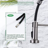 WEWE Kitchen Faucets, Commercial Brushed Nickel Stainless Steel Pull Down Sprayer Single Hole Single Handle RV Farmhouse Laundry Outdoor Faucet for Kitchen Sink, llaves para fregaderos de cocina