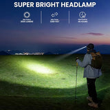 LED Headlamp Rechargeable 2Pack, 3000 Lumens Bright Head Lamp Βattery Include, 90° Adjustable Head Lights for Forehead with 3 Modes, Long Runtime & Waterproof Headlamps for Adults Camping Hiking
